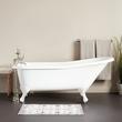 66" Goodwin Cast Iron Slipper Clawfoot Tub - White Feet/Tap Deck/7" Tap Holes - Daisy Wheel Overflow, , large image number 0