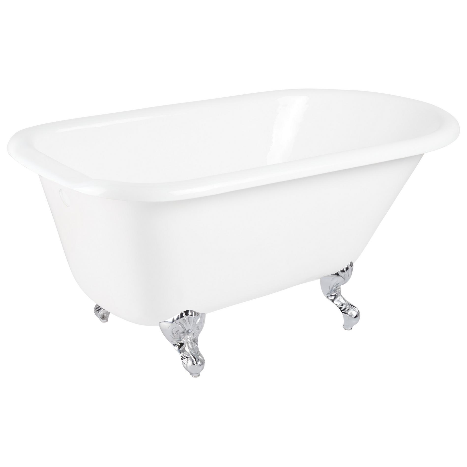 54" Miya Cast Iron RollTop Clawfoot Tub with Tap Deck and 7" Rim Holes