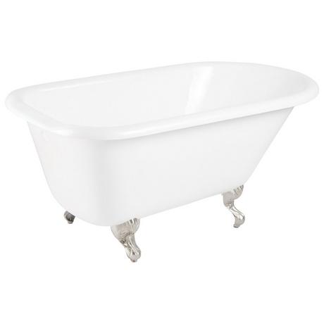 54" Miya Cast Iron Roll-Top Clawfoot Tub with Tap Deck and 7" Rim Holes - Ball & Claw Feet