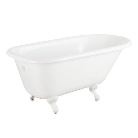 54" Miya Cast Iron Roll-Top Clawfoot Tub - 3-3/8" Wall Holes - Ball & Claw