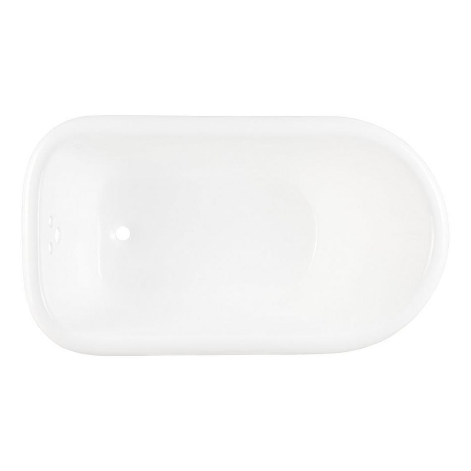 61" Miya Cast Iron Roll-Top Clawfoot Tub - Brushed Nickel Feet/3-3/8" Wall Holes-Daisy Wheel Drain, , large image number 3