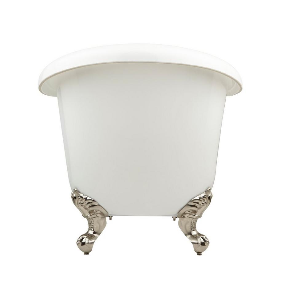 63" Rosalind Acrylic Double-Slipper Clawfoot Tub - White - No Holes - BN Feet & Drain, , large image number 3