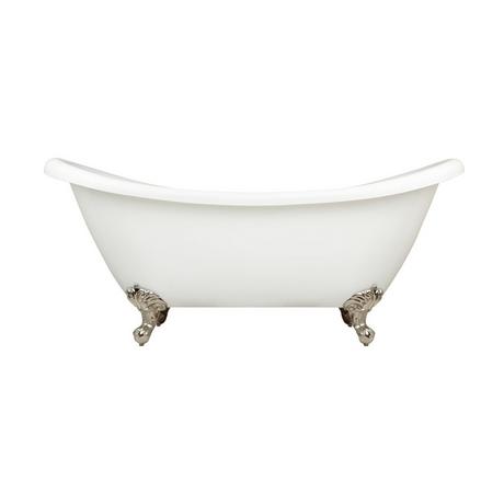 69" Rosalind Acrylic Soaking Double Slipper Clawfoot Tub with Tap Deck and Imperial Feet