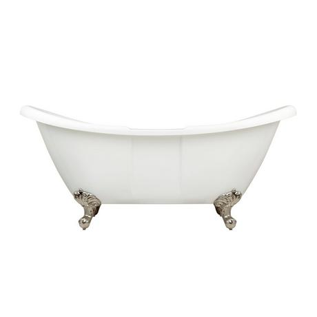 69" Rosalind Acrylic Soaking Double Slipper Clawfoot Tub with Tap Deck and Imperial Feet