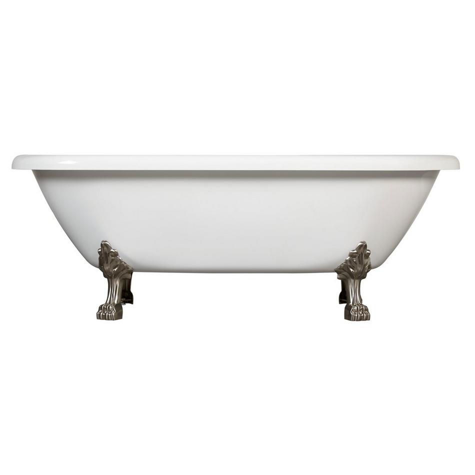 59" Audrey Acrylic Clawfoot Tub - Brushed Nickel Lion Feet/No Tap Holes or Drain-Daisy Wheel Drain, , large image number 1
