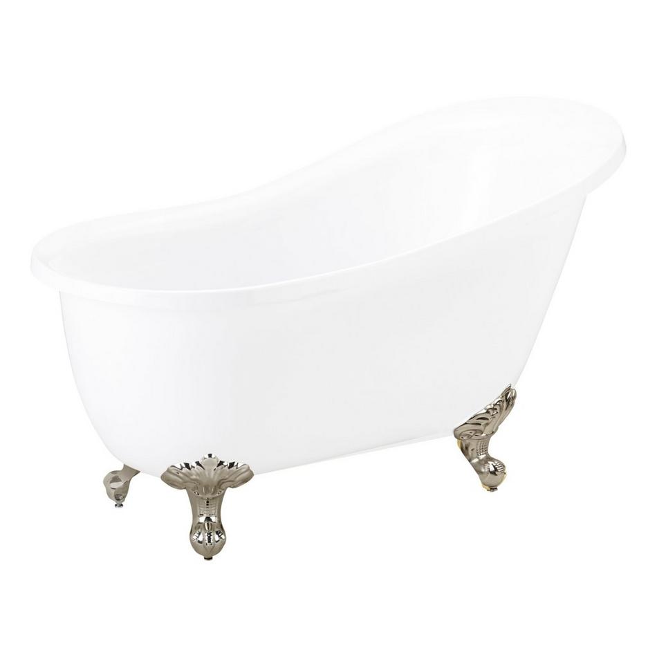 51" Ultra Acrylic Slipper Clawfoot Tub - Roll-Top - Brushed Nickel Imperial Feet-Daisy Wheel Drain, , large image number 0