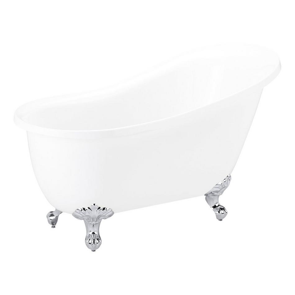 55" Ultra Acrylic Slipper Clawfoot Tub - Roll-Top - Chrome Imperial Feet - Daisy Wheel Overflow, , large image number 0