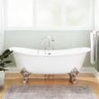 59" Lena Cast Iron Clawfoot Tub - Continuous Rolled Rim  - Monarch Feet, , large image number 0