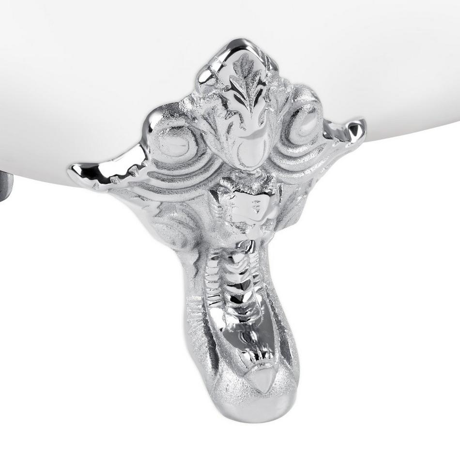 59" Lena Cast Iron Clawfoot Tub - Chrome Monarch Feet - 7" Rim Holes - Daisy Wheel Overflow Drain, , large image number 2