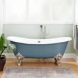 72" Lena Cast Iron Tub - Brushed Nickel Monarch Feet - Slate Blue - Daisy Wheel Overflow Drain, , large image number 0