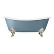 72" Lena Cast Iron Tub - Brushed Nickel Monarch Feet - Slate Blue - Daisy Wheel Overflow Drain, , large image number 2