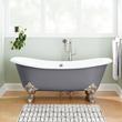 72" Lena Cast Iron Tub - Rolled Rim - Brushed Nickel Monarch Feet - Dark Gray - Daisy Wheel Overflow, , large image number 0