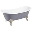 72" Lena Cast Iron Tub - Rolled Rim - Brushed Nickel Monarch Feet - Dark Gray - Daisy Wheel Overflow, , large image number 1