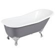 66" Goodwin Cast Iron Slipper Clawfoot Tub - Dark Gray - Rolled Rim - Chrome Feet & Drain, , large image number 0