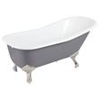66" Goodwin Cast Iron Slipper Clawfoot Tub - Dark Gray - Rolled Rim - BN Feet & Drain, , large image number 0
