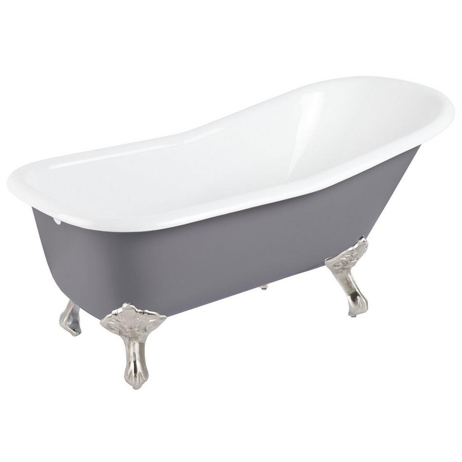 66" Goodwin Cast Iron Slipper Clawfoot Tub - Dark Gray - Rolled Rim - BN Feet & Drain, , large image number 0