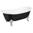 72" Lena Cast Iron Clawfoot Tub - Chrome Monarch Imperial Feet - Black - Daisy Wheel Overflow Drain, , large image number 0