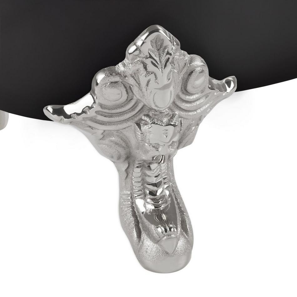 72" Lena Cast Iron Clawfoot Tub - Chrome Monarch Imperial Feet - Black - Daisy Wheel Overflow Drain, , large image number 2
