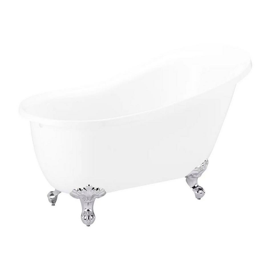 61" Ultra Acrylic Slipper Clawfoot Tub - Roll Top - Chrome Imperial Feet - No Drain, , large image number 0