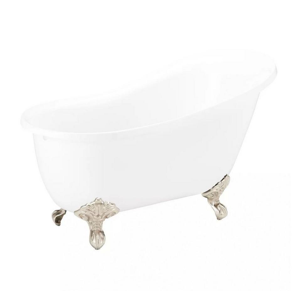 61" Ultra Acrylic Slipper Clawfoot Tub - Roll Top - Brushed Nickel Imperial Feet-Daisy Wheel Drain, , large image number 0