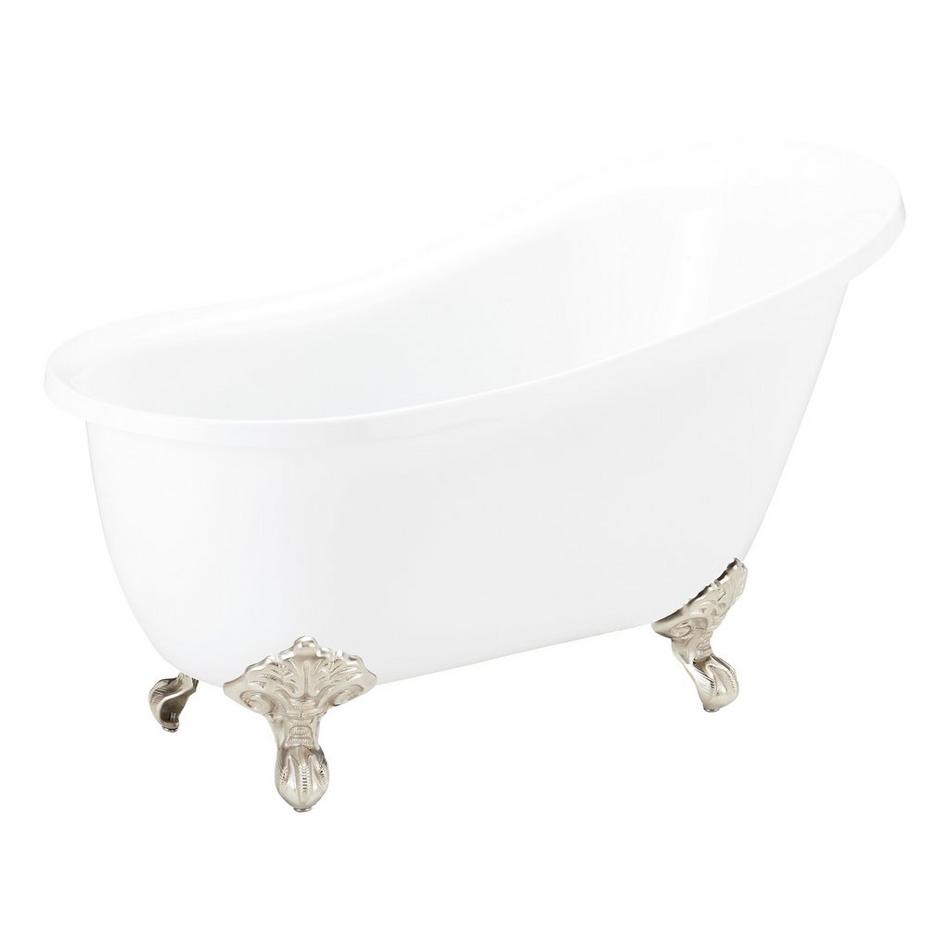 67" Ultra Acrylic Slipper Clawfoot Tub - Roll Top - Brushed Nickel Imperial Feet-Daisy Wheel Drain, , large image number 0