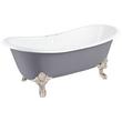 72" Lena Cast Iron Double-Slipper Tub-Tap Deck/7" Rim Holes-BN Monarch Feet-Dark-Daisy Wheel Drain, , large image number 1