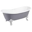 72" Lena Cast Iron Double-Slipper Tub-Tap Deck/7" Taps-Chrome Monarch Feet-Dk. Gray-Daisy Wheel, , large image number 0