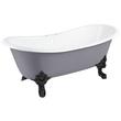 72" Lena Cast Iron Double-Slipper Tub-Tap Deck/7" Taps-Blk. Monarch Feet-Dk. Gray-Daisy Wheel, , large image number 0