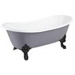 72" Lena Cast Iron Tub - Rolled Rim - Black Monarch Feet - Dark Gray - Daisy Wheel Overflow Drain, , large image number 0