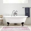 60" Sanford Cast Iron Tub - Black Imperial Feet / No Tap Holes / Rolled Rim - Daisy Wheel Overflow, , large image number 0