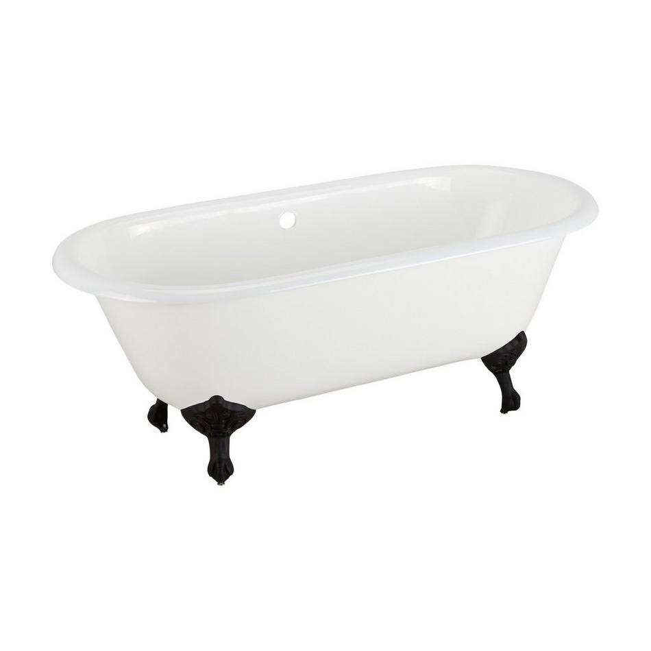 60" Sanford Cast Iron Tub - Black Imperial Feet / No Tap Holes / Rolled Rim - Daisy Wheel Overflow, , large image number 1