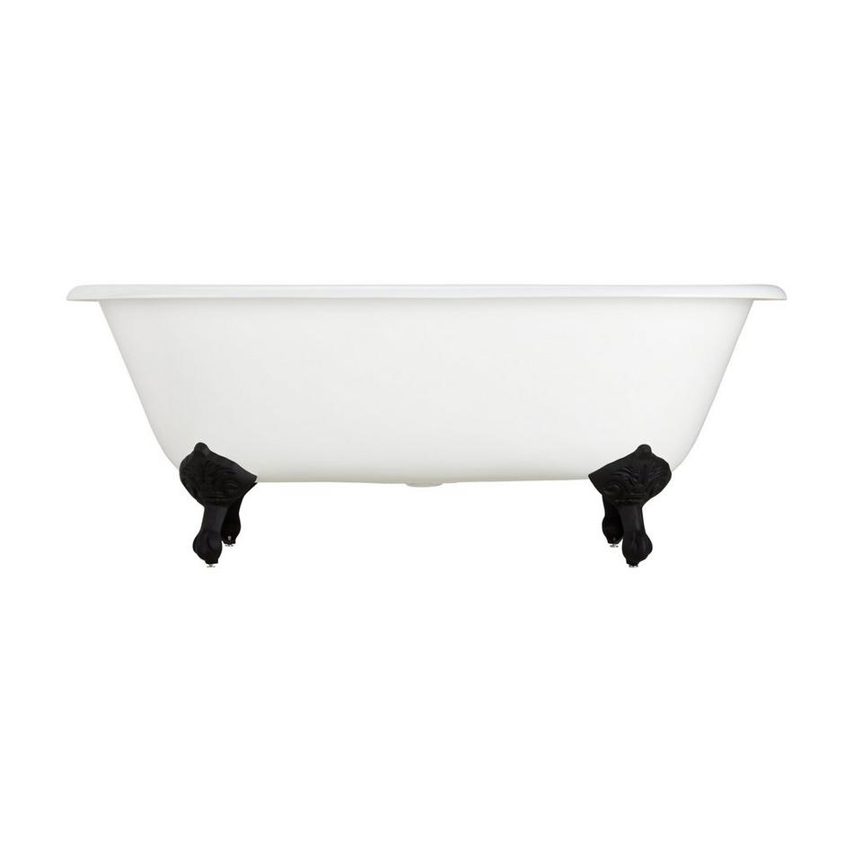 60" Sanford Cast Iron Tub - Black Imperial Feet / No Tap Holes / Rolled Rim - Daisy Wheel Overflow, , large image number 2