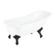 66" Goodwin Cast Iron Slipper Clawfoot Tub-Blk. Imperial Feet/Tap Deck/7" Tap Holes-Daisy Wheel, , large image number 0