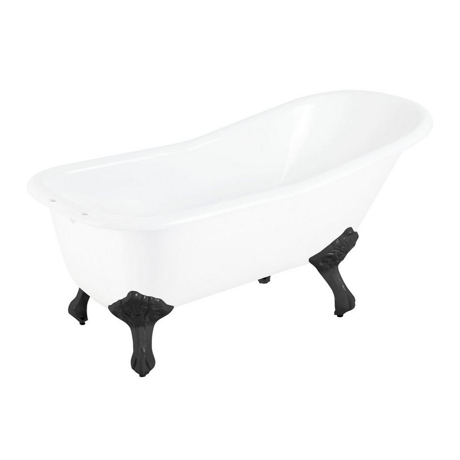 66" Goodwin Cast Iron Slipper Clawfoot Tub-Blk. Imperial Feet/Tap Deck/7" Tap Holes-Daisy Wheel, , large image number 0