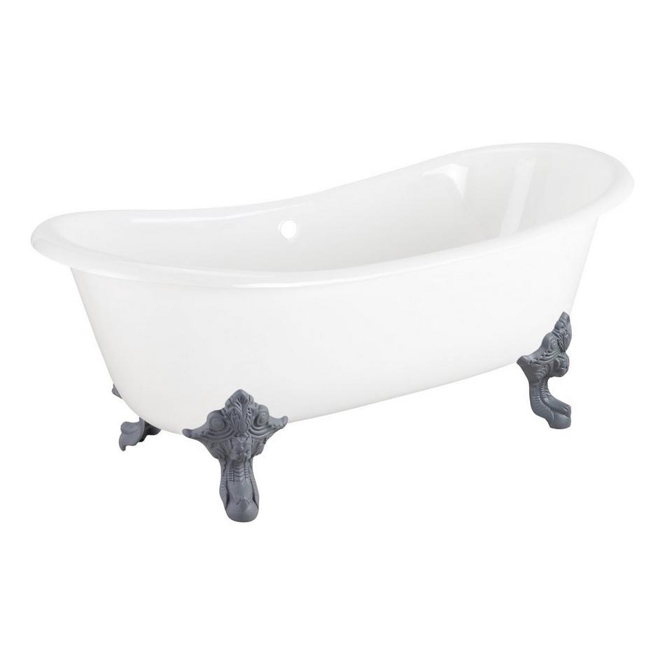 72" Lena Cast Iron Clawfoot Tub - Continuous Rolled Rim - Monarch Feet, , large image number 7