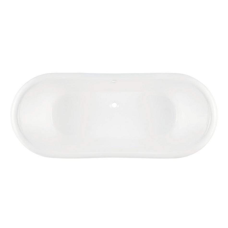 59" Lena Cast Iron Double-Slipper Clawfoot Tub - White - Rolled Rim - Black Feet & Drain, , large image number 2