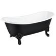 72" Lena Cast Iron Clawfoot Tub - Black Monarch Imperial Feet - Black - Daisy Wheel Overflow Drain, , large image number 0