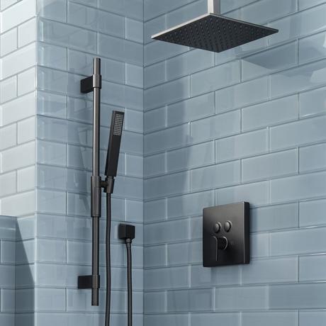 Hibiscus Simple Select Shower System with Rainfall Shower and Hand Shower - Matte Black