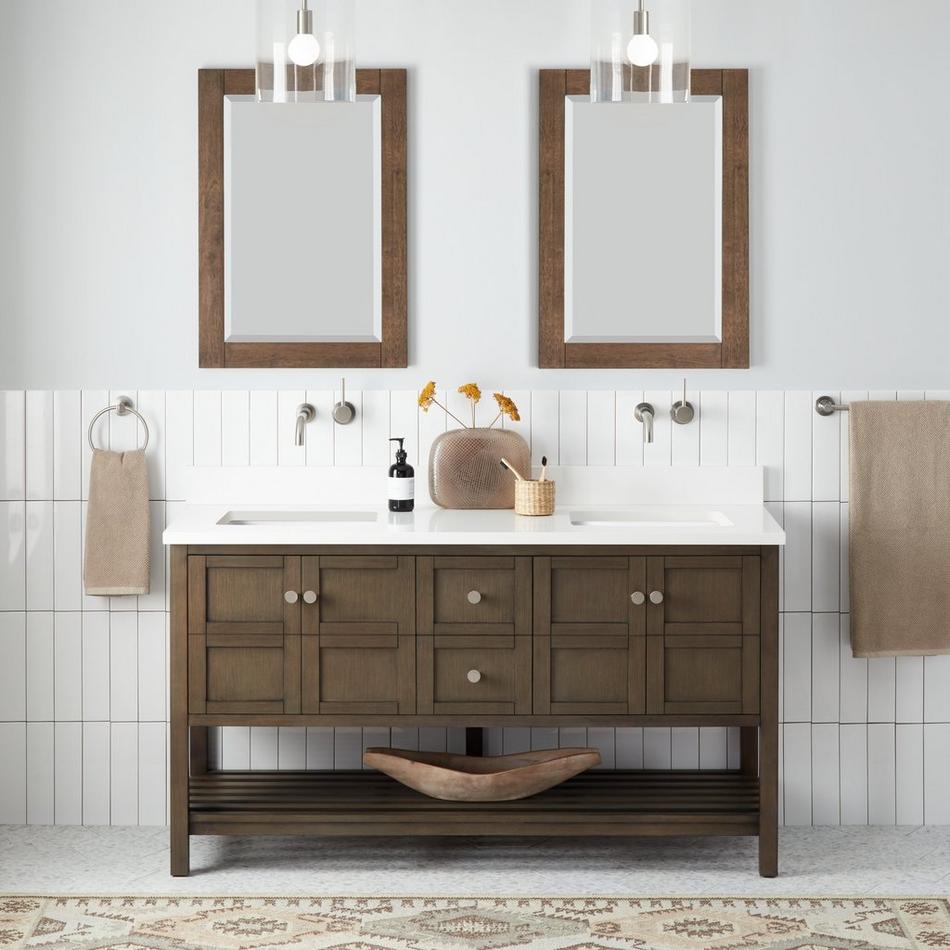 60" Olsen Double Console Vanity for Rectangular Undermount Sinks - Ash Brown, , large image number 1