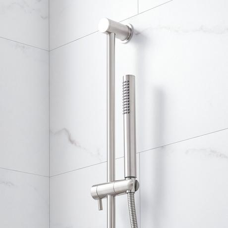 Lentz Pressure Balance Shower System With Hand Shower - Knob Handles - Brushed Nickel