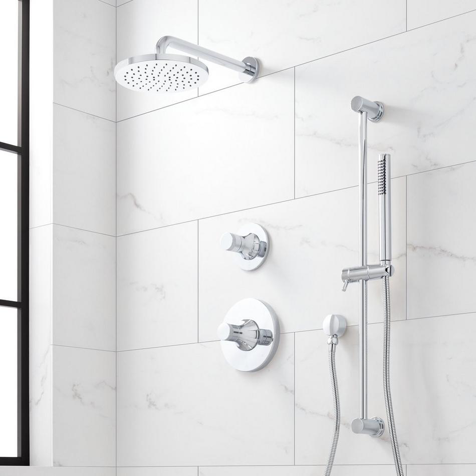 Lentz Pressure Balance Shower System With Hand Shower - Knob Handles - Chrome, , large image number 0