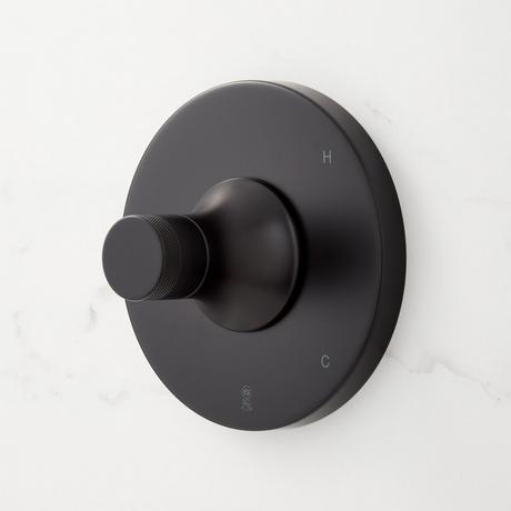 Lentz Pressure Balance Shower System With Hand Shower - Knob Handles - Matte Black