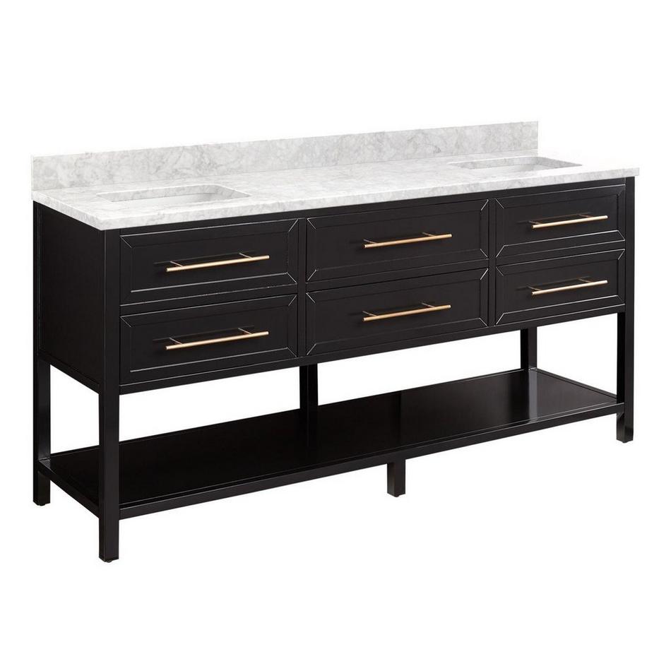 72" Robertson Double for Rectangular Undermount Sinks - Black - Carrara Marble - No Holes - Sink, , large image number 0