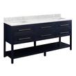 72" Robertson Dbl for Rect Undermount  - Midnight Navy - Carrara Marble - No Holes - Sink, , large image number 0