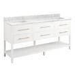 72" Robertson Double for Rect Undermount Sinks - Bright White - Carrara Marble - No Holes - Sink, , large image number 0