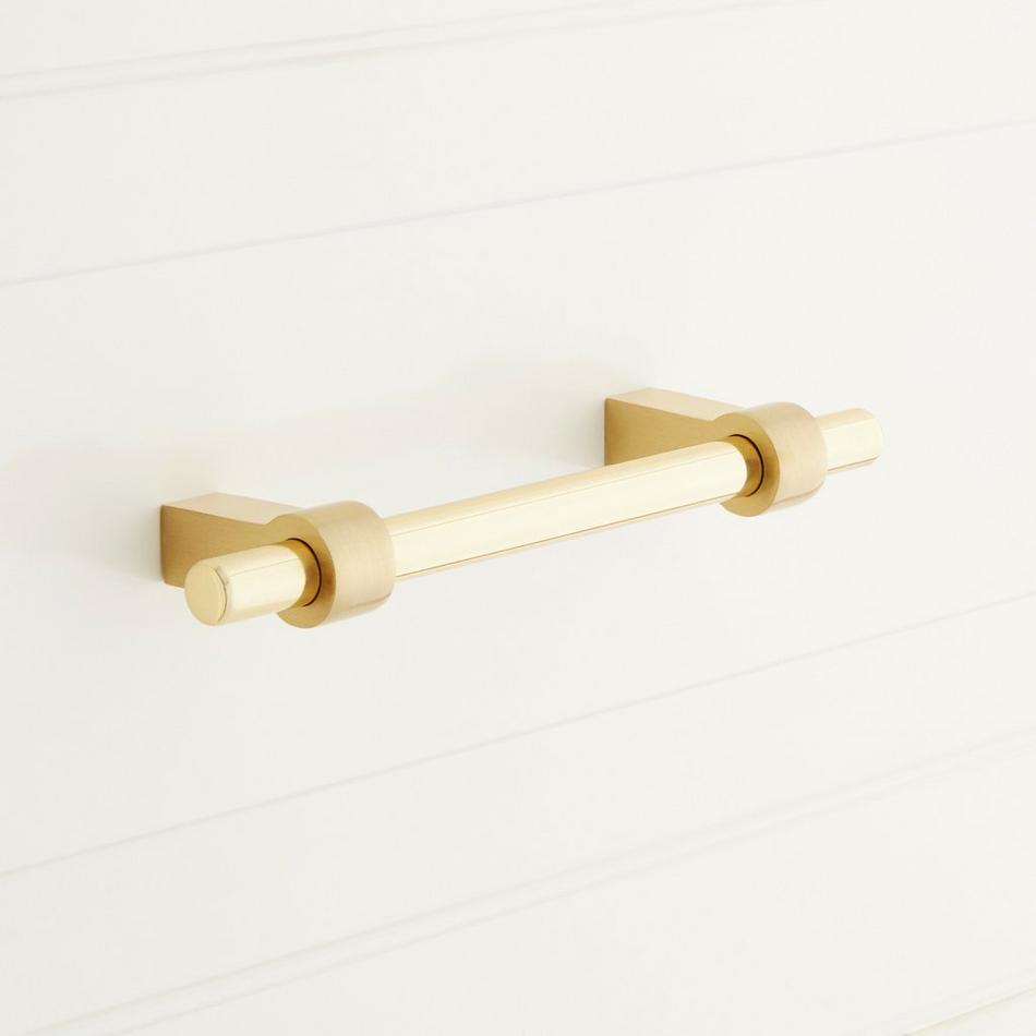 6-5/16" Linette Solid Brass Cabinet Pull - Satin Brass/Polished Brass, , large image number 0