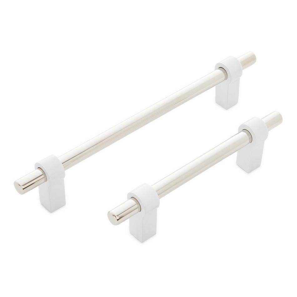 6-5/16" Linette Solid Brass Cabinet Pull - White/Polished Nickel, , large image number 1