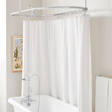 Gooseneck Shower Conversion Kit with Hand Shower - 60" x 30" Oval Shower Ring