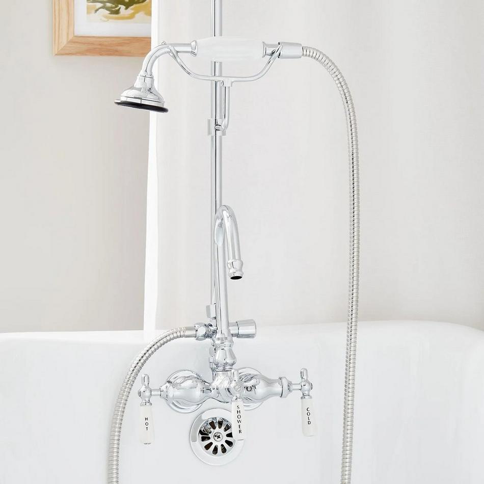 Gooseneck Shower Conversion Kit with Hand Shower - 60" x 30" Oval Shower Ring - Chrome, , large image number 1