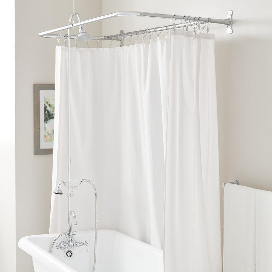 Gooseneck Shower Conversion Kit with Hand Shower - 60 x 27 D Style Shower  Ring - Chrome